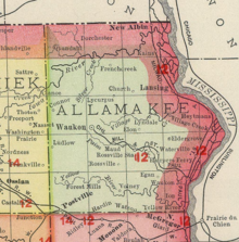 Ion in Allamakee County, Iowa, in 1903 Allamakee County Iowa 1903.png