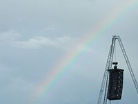 A rainbow was visible as Arcade Fire performed at Oxegen 07. Arcade Fire Rainbow @ Oxegen 07.jpg