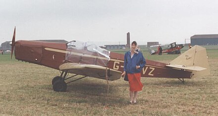 BA Swallow with Cirrus Minor engine at Wroughton airfield, Wiltshire in July 1992 BA Swallow G-AEVZ Wroughton 1992.jpg