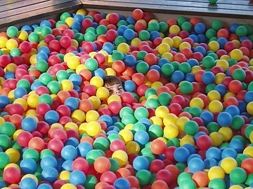 Ball pit of the type provided for children's entertainment in shopping malls