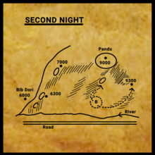 Map showing 2nd Day of Pakistani troop advance towards Pandu Battle of Pandu (2nd day Map of Pakistani troop advance).png