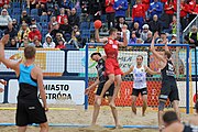 Deutsch: Beachhandball Europameisterschaften 2019 (Beach handball Euro); Tag 6: 7. Juli 2019 – Spiel um Platz Drei, Männer, Ungarn-Russland 2:0 (26:20, 23:22) English: Beach handball Euro; Day 6: 7 July 2019 – Men's Bronze Medal Match – Hungary-Russia 2:0 (26:20, 23:22)