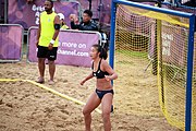 Deutsch: Beachhandball bei den Olympischen Jugendspielen 2018; Tag 6, 12. Oktober 2018; Mädchen, Hauptrundenspiel – Chinese Taipei (Taiwan)-Argentinien 1:2 English: Beach handball at the 2018 Summer Youth Olympics at 12 October 2018 – Girls Main Round – Chinese Taipei (Taiwan)-Argentina 1:2