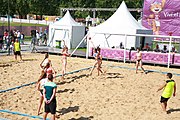 Deutsch: Beachhandball bei den Olympischen Jugendspielen 2018; Tag 3, 9. Oktober 2018; Mädchen, Vorrunde, Gruppe A - Kroatien-Ungarn 0:2 English: Beach handball at the 2018 Summer Youth Olympics at 9 October 2018 – Girls Preliminary Round Group A‎ – Croatia-Hungary 0:2