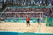 Deutsch: Beachvolleyball bei den Olympischen Jugendspielen 2018; Tag 11, 17. Oktober 2018; Jungen,Finale – Niederlande (Matthew Immers/Yorick de Groot)-Schweden (David Åhman/Jonatan Hellvig) 0:2 (20–22/15–21) English: Beach volleyball at the 2018 Summer Youth Olympics at 17 October 2018 – Final – Netherlands (Matthew Immers/Yorick de Groot)-Sweden (David Åhman/Jonatan Hellvig) 0:2 (20–22/15–21)