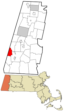 奥尔福德在伯克夏县及麻萨诸塞州的位置（以红色标示）