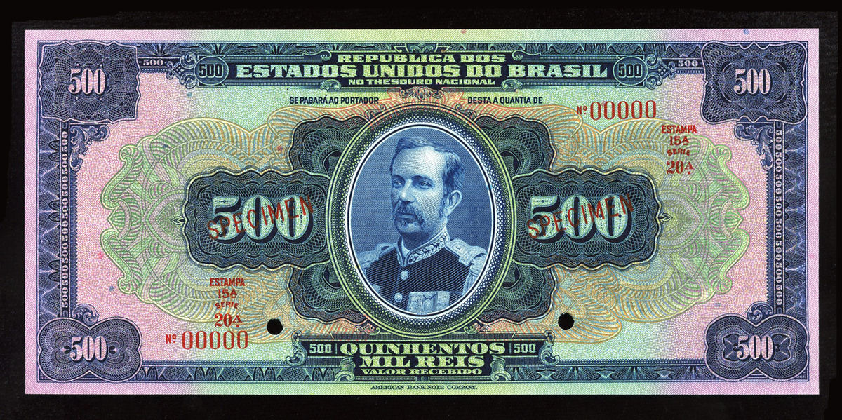 Brazil 20 Mil Reis Currency Note Pick #127 Paper Money Vinte Mil Reis