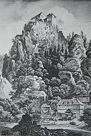 Blick von Westen, Stahlstich (1827) von Friedrich Geissler