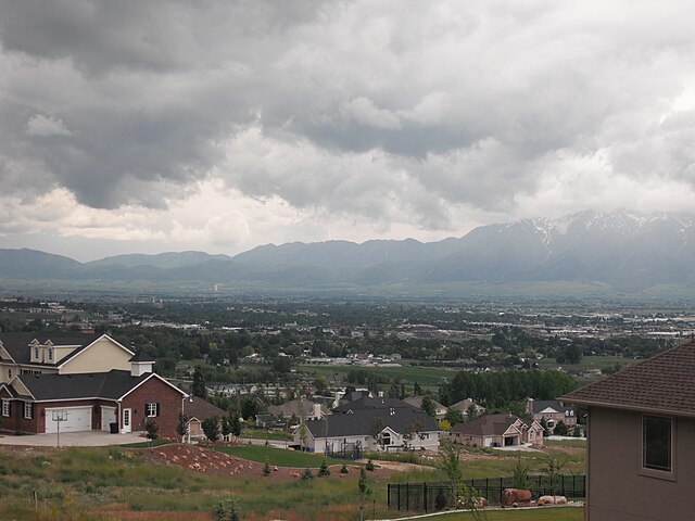View across Cache Valley from North Logan, Utah, June 2009
