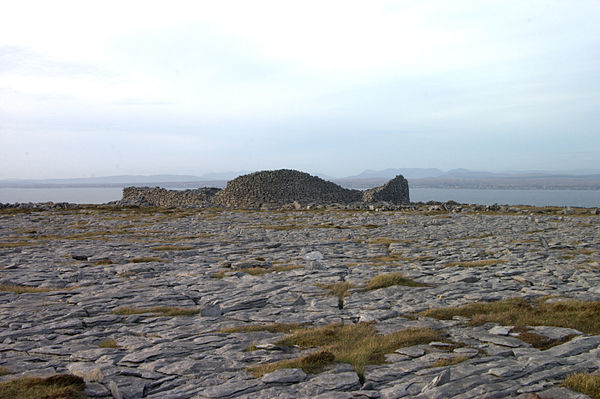 Caher on Black Head, County Clare, with karst terrain in foreground