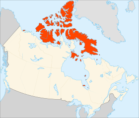 L'archipel Arctique (rouge) sur une carte du Canada.