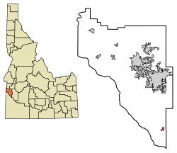 Location of Melba in Canyon County, Idaho.