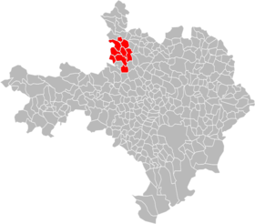 Placering af samfund for kommuner i Grand'Combien-landet