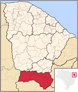 Ligging van de Braziliaanse mesoregio Sul Cearense in Ceará