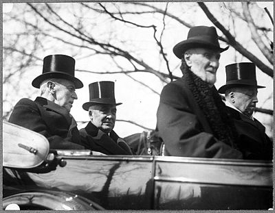 Woodrow Wilson, Warren G. Harding, Joseph Gurney Cannon, and Knox on March 4, 1921