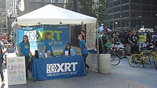 WXRT tent at an event in Daley Plaza Chicago Bike to Work Day Rally 2011 (5852625563).jpg