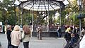 An old couple dancing & stylish band playing in City Garden, Odessa, Ukraine