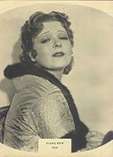 Clara Bow, a famous movie actress and "It Girl" of the 1920s, represented the new freedom to flaunt sexuality. Clara Bow Argentinean Magazine AD.jpg