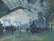 Prihod vlaka Normandy, Gare Saint-Lazare, 1877, The Art Institute of Chicago[48]