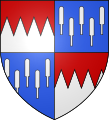 Coats of arms of Schenken von Limpurg family: Quarterly 1&4: Party per fess dancetty gules and argent; 2&3: Azure, five maces argent 3 and 2