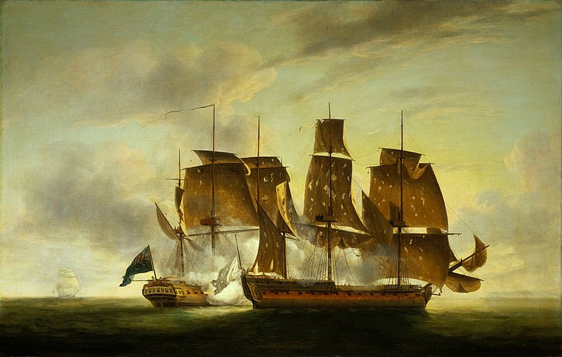 File:Combat de la fregate Amazone et du HMS Santa Margarita juillet 1782.jpg