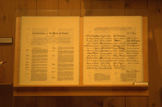 <span class="mw-page-title-main">Constitution of Alaska</span> Principles, institutions and law of political governance in the U.S. state of Alaska