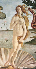 Detail uit Botticelli's De Geboorte van Venus