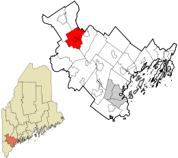 Emplacement dans le comté de Cumberland et dans l'état du Maine.