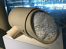 Cutaway of a microfiltration module with hollow fiber membranes Cutaway of a microfiltration module with hollow fiber membranes at a NEWater plant.jpg