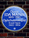 Dame IDA MANN 1893-1983 Офтальмолог мұнда өмір сүрді 1902-1934.jpg