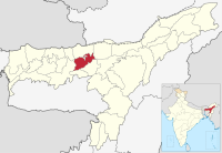 मानचित्र जिसमें दरंग ज़िला দৰং জিলা Darrang district हाइलाइटेड है