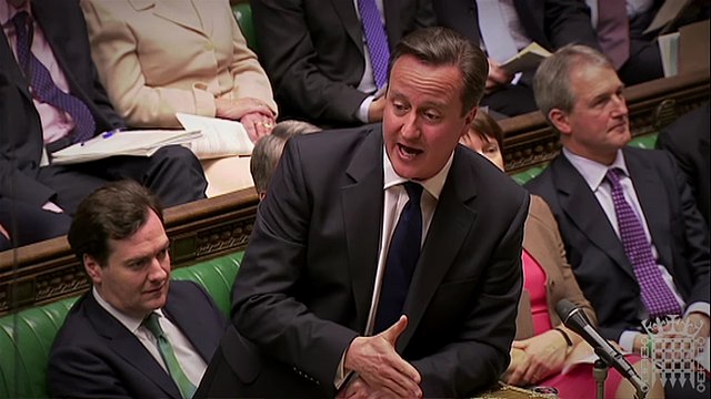 Broadcast of David Cameron answering Prime Minister's Questions in 2012