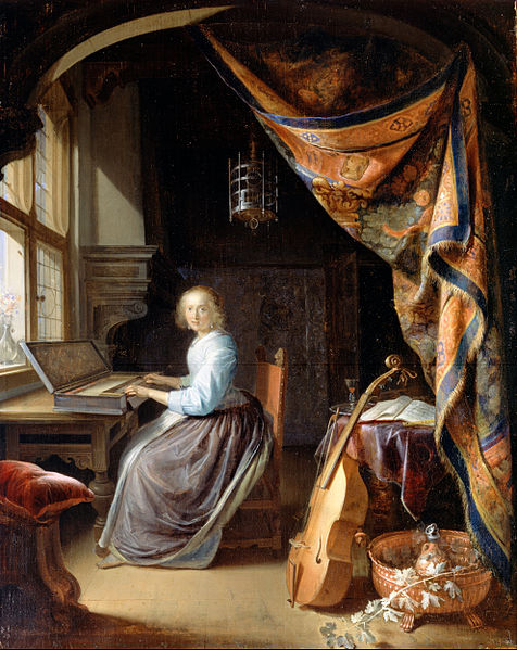 File:Dou, Gerrit - A Woman playing a Clavichord - Google Art Project.jpg