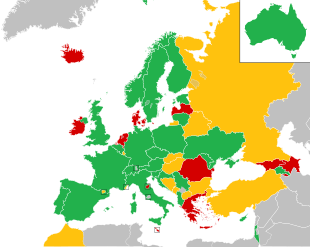 Um mapa colorido dos países da Europa
