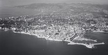 Aerial view of Antibes in 1957, before the expansion of Port Vauban