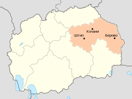 Doğu Bölgesi’nin Kuzey Makedonya'daki konumu