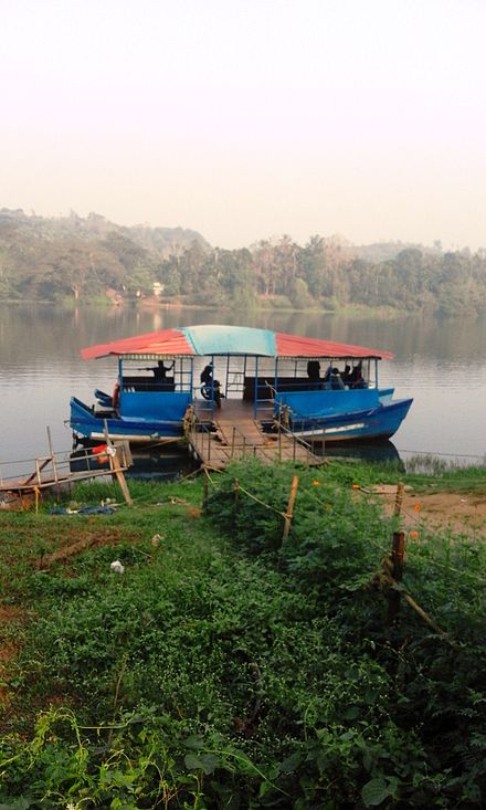 A boat service through River Chaliyar at Elamaram