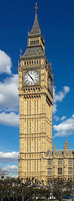Hodinová věž Elisabeth Tower, běžně označovaná jako Big Ben podle samotného zvonu