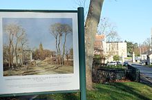 Vista de un sitio pintado por Camille Pissarro en Louveciennes.