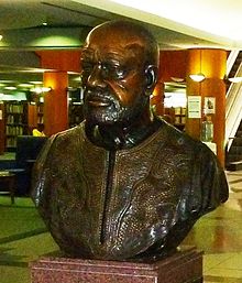 His bust in the Es'kia Mphahlele Community Library, Pretoria
