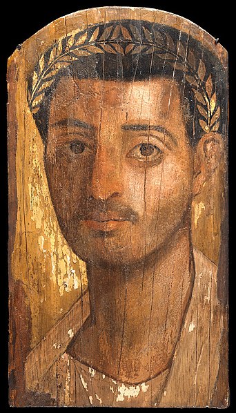 File:Fayum mummy portrait, male (circa early 2nd Century A.D.), Bonhams.jpg