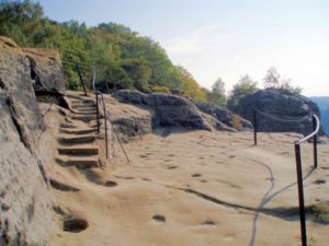 Viewing platform with one of the stone stairs