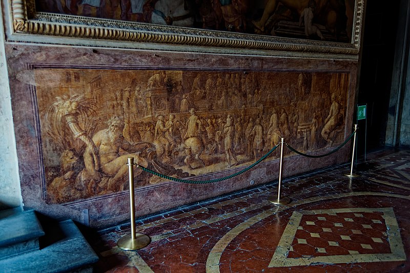 File:Firenze - Florence - Palazzo Vecchio - 1st Floor - Sala di Leone X - View WNW on original Floor & Wall Fresco.jpg