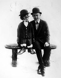 Fred Allen with dummy, circa 1916.