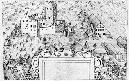 Gabriel Bucelin Gestratz Burgruine Altenburg c1637