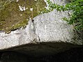 Inscription du Rocher Delille : "Sa masse indestructible a fatigué le tems". Fabrique du domaine de la Garenne Lemot, Gétigné - Clisson, Loire-Atlantique, France. Camera location 47° 05′ 02.68″ N, 1° 16′ 32.64″ W    View all coordinates using: OpenStreetMap