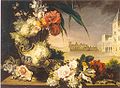 Gerro amb flors davant del Palau Reial de València, obra de Miquel Parra 1819.jpg
