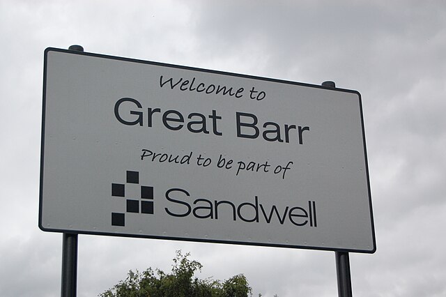 Sign erected by Sandwell Metropolitan Borough Council, in that part of Great Barr which lies in the borough