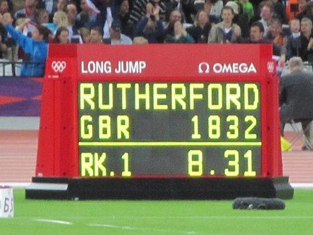 Image: Greg Rutherford's distance after his gold medal winning jump (crop)