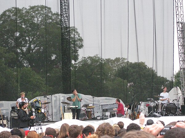 L to R: Chris Taylor, Ed Droste, Daniel Rossen, Christopher Bear at the Austin City Limits Music Festival